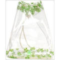 Transparent plastic bag with drawstring